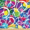 Ambesonne Retro Fabric by The Yard, Universal Peace Sign on Colorful Pop Art Style Background Pacifist Activism, Decorative Fabric for Upholstery and Home Accents, 5 Yards, Purple Blue